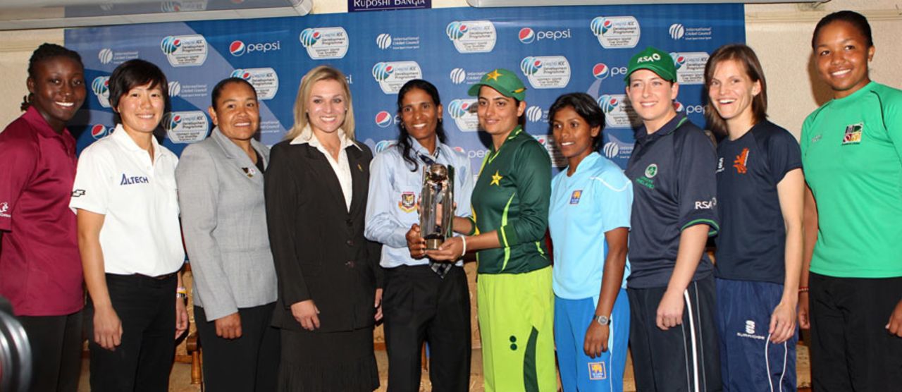 The captains of the ten participating teams in the Women's World Cup Qualifiers, Dhaka, November 13, 2011