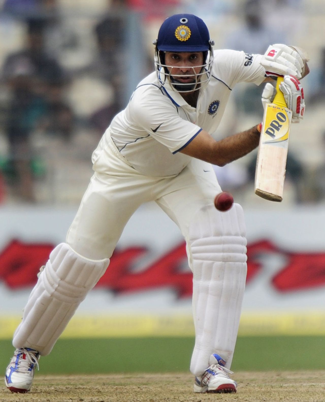 VVS Laxman eases the ball into the offside, India v West Indies, 2nd Test, Kolkata, 2nd day, November 15, 2011