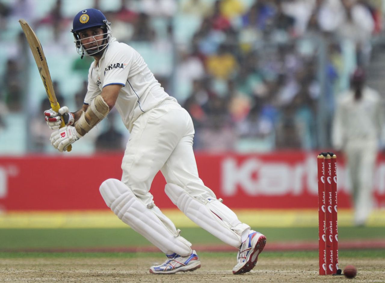 VVS Laxman clips the ball down the legside, India v West Indies, 2nd Test, Kolkata, 2nd day, November 15, 2011