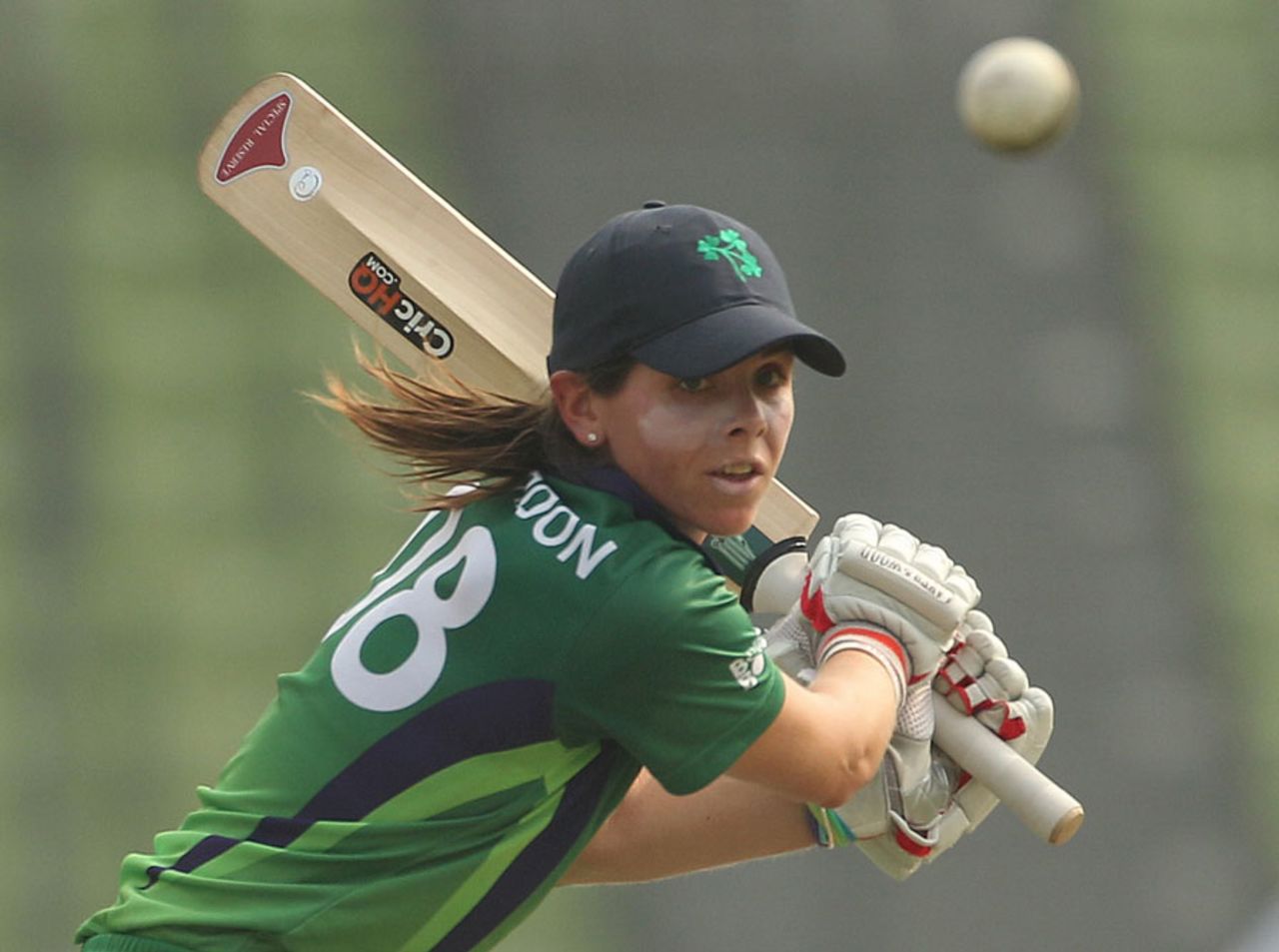 Eimear Richardson plays one to the off side, Ireland v Japan, women's 50-over match, Mirpur, ICC Women's World Cup Qualifier, November 17, 2011 