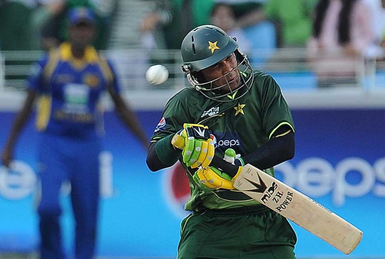 Imran Farhat is struck hard on the helmet, Pakistan v Sri Lanka, 3rd ODI, Dubai, November 18, 2011