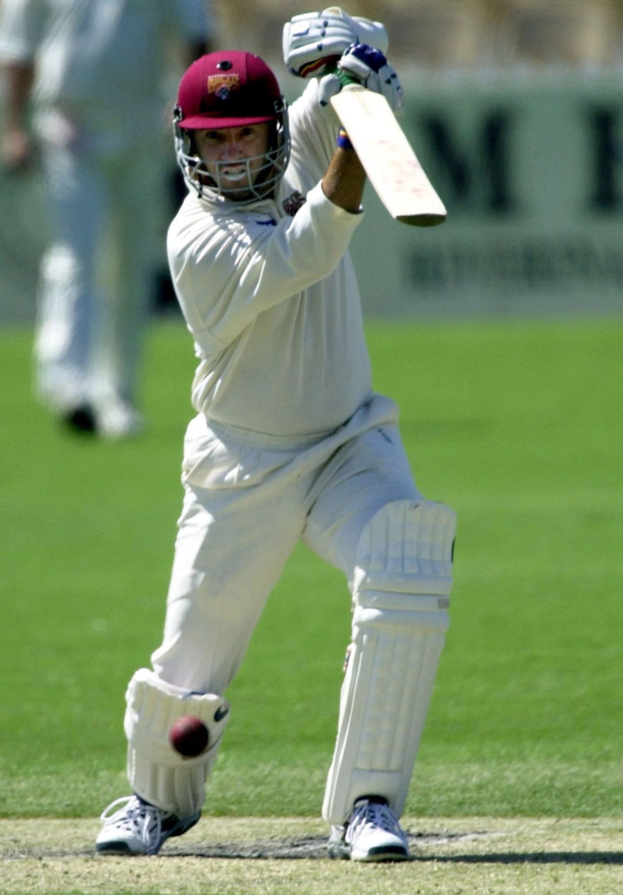 Stuart Law drives on his way to 161, South Australia v Queensland, Pura Cup, 2nd day, Adelaide, March 10, 2001