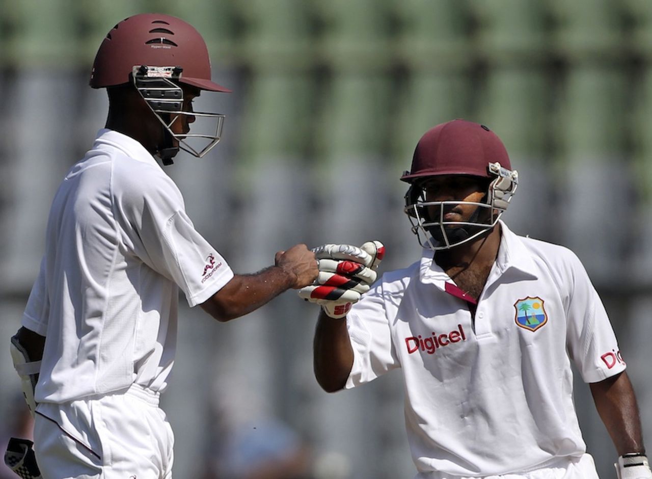 Kraigg Brathwaite and Adrian Barath added 137 for the first wicket, India v West Indies, 3rd Test, Mumbai, 1st day, November 22, 2011