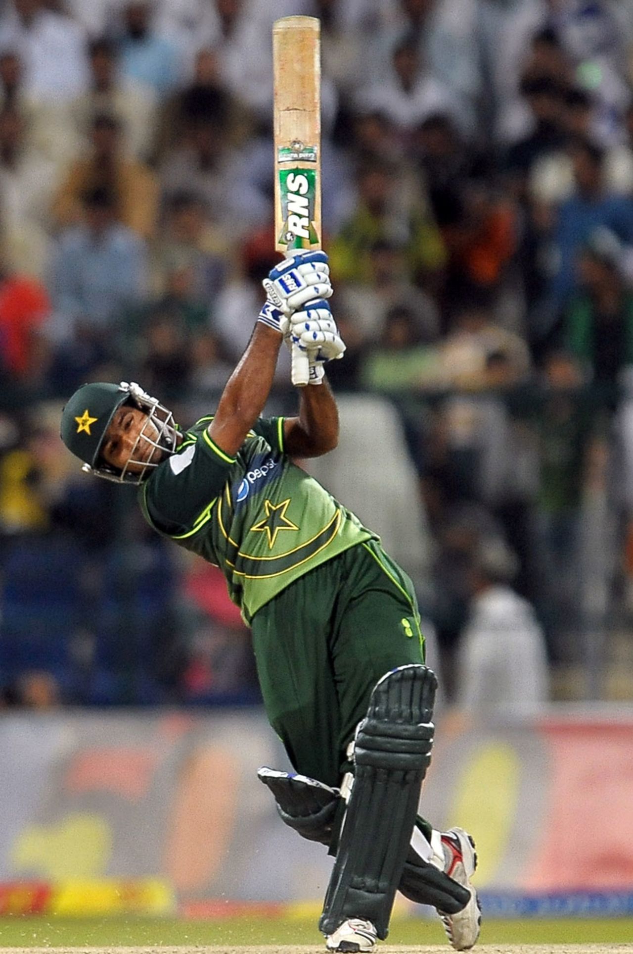 Asad Shafiq launches one down the ground, Pakistan v Sri Lanka, Only T20I, Abu Dhabi, November 25, 2011 