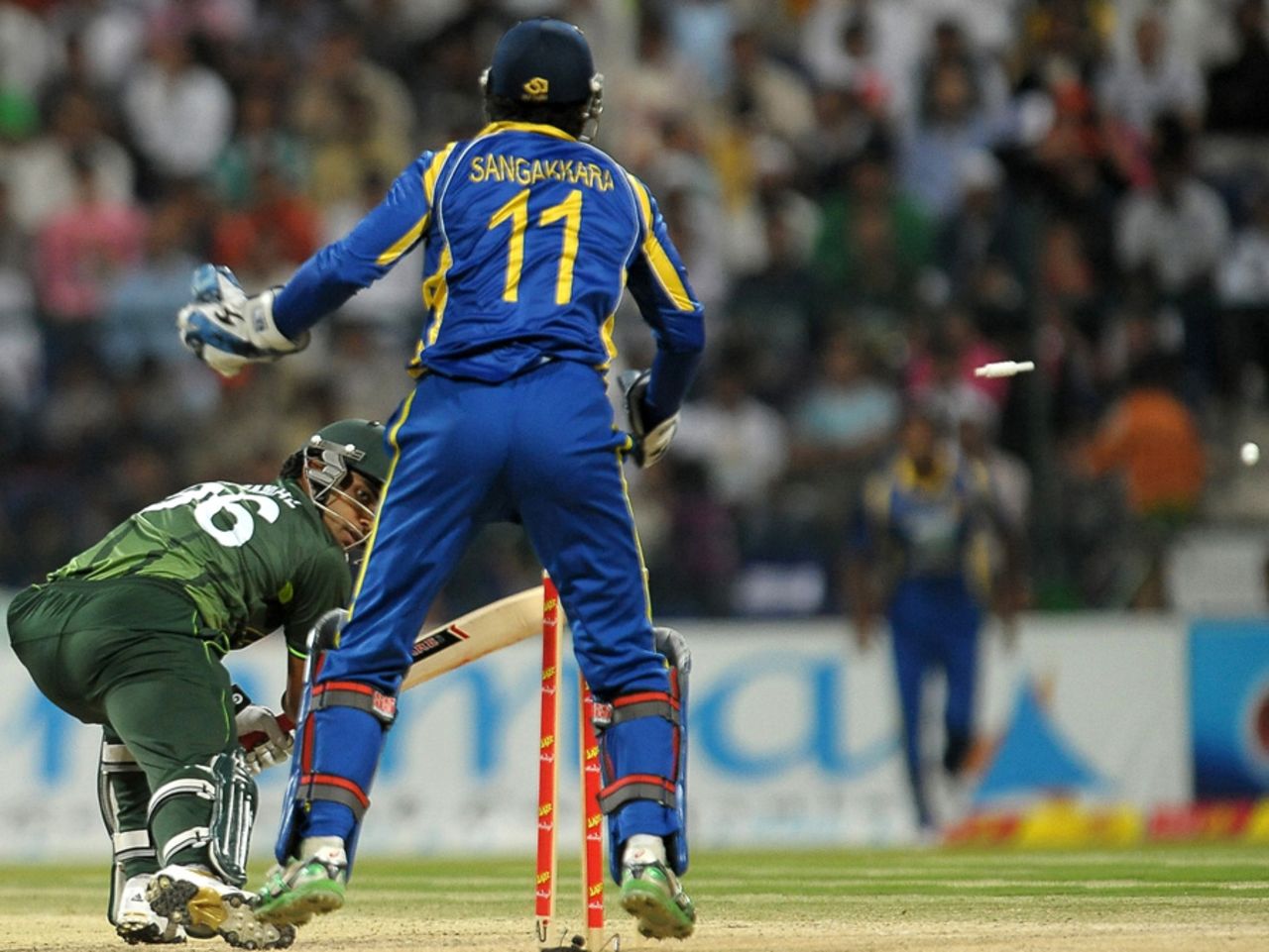 Umar Akmal was bowled first ball by Tillakaratne Dilshan, Pakistan v Sri Lanka, Only T20I, Abu Dhabi, November 25, 2011 