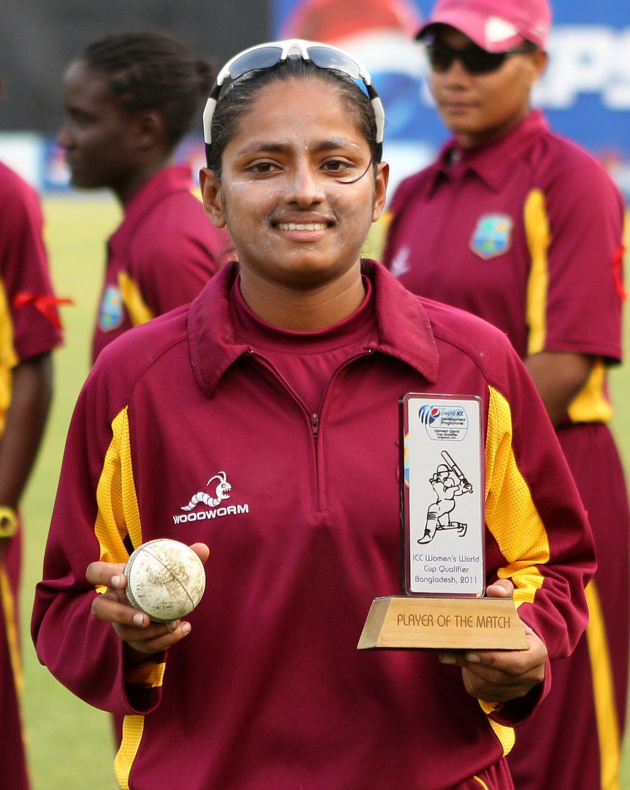 West Indies' Anisa Mohammed with her Player of the Match award, Pakistan v West Indies, ICC Women's World Cup Qualifier, Mirpur, November 26, 2011