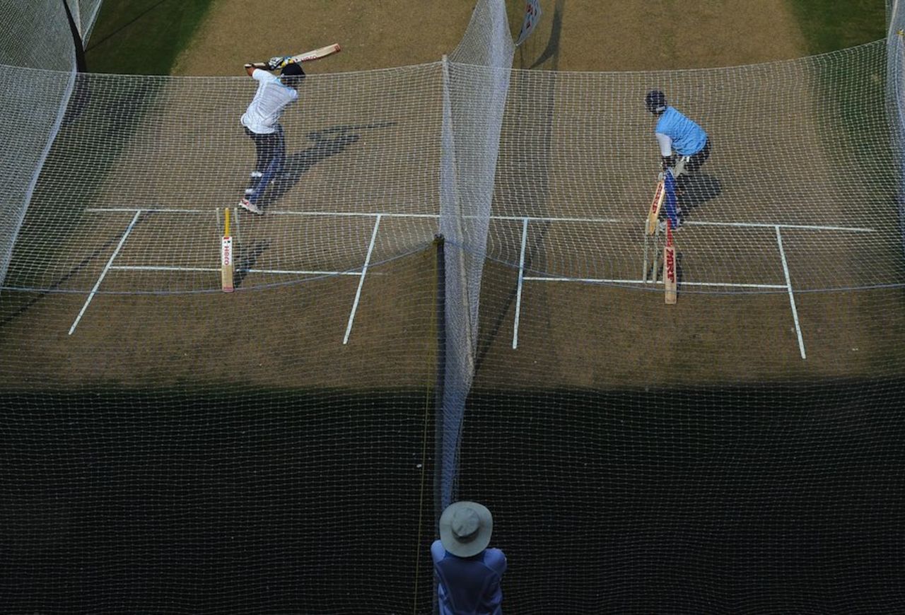 Duncan Fletcher watches Virender Sehwag and Gautam Gambhir bat, Cuttack, November 28, 2011