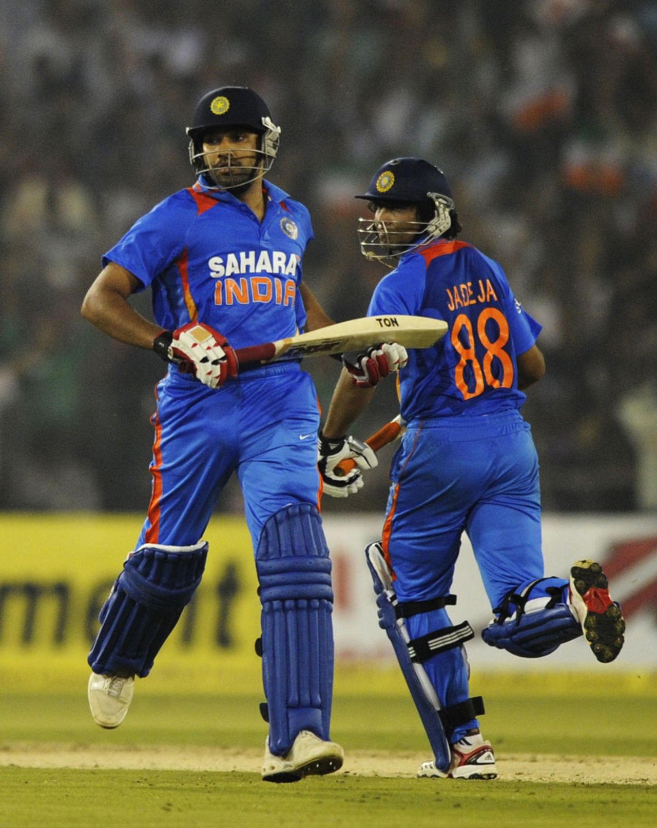 Rohit Sharma and Ravindra Jadeja run a single, India v West Indies, 1st ODI, Cuttack, November 29, 2011