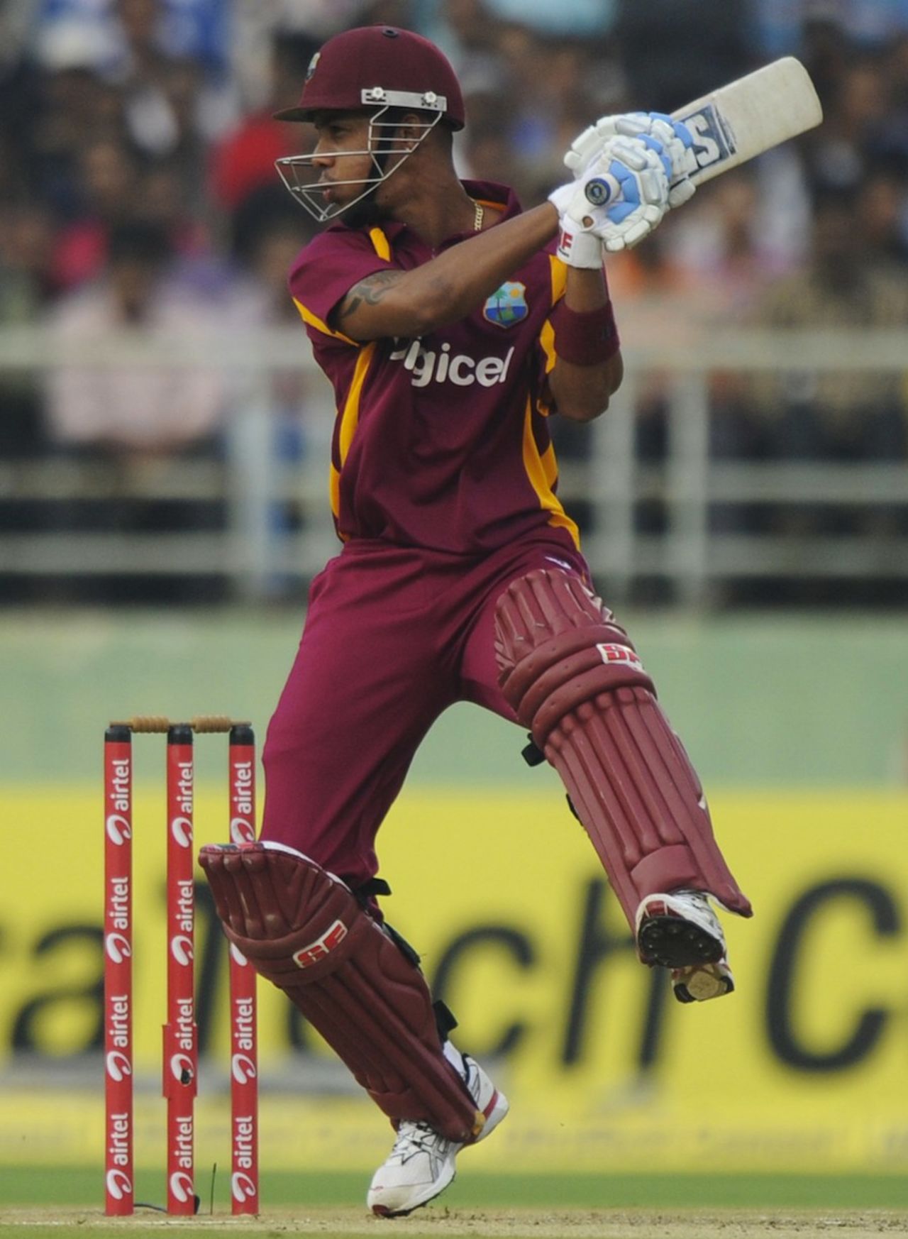Lendl Simmons plays the cut, India v West Indies, 2nd ODI, Visakhapatnam, December 2, 2011