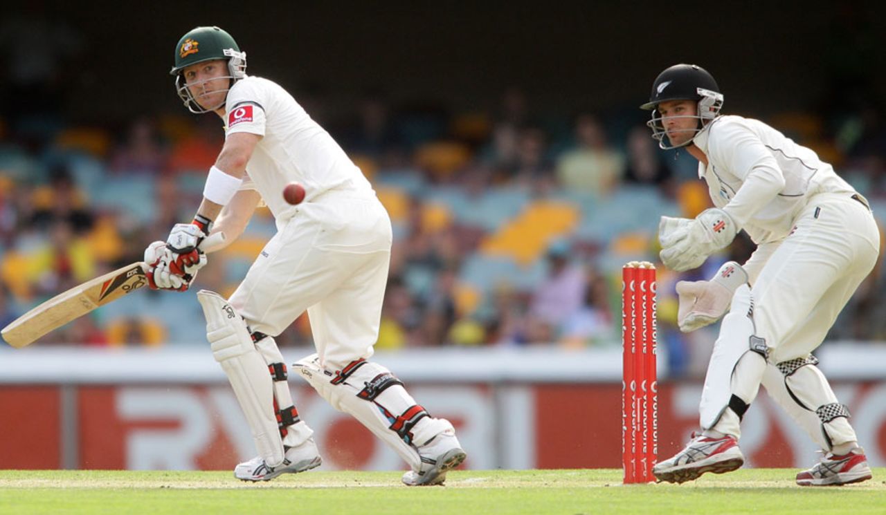 Brad Haddin tucks one down the legside, Australia v New Zealand, 1st Test, Brisbane, 3rd day, December 3, 2011
