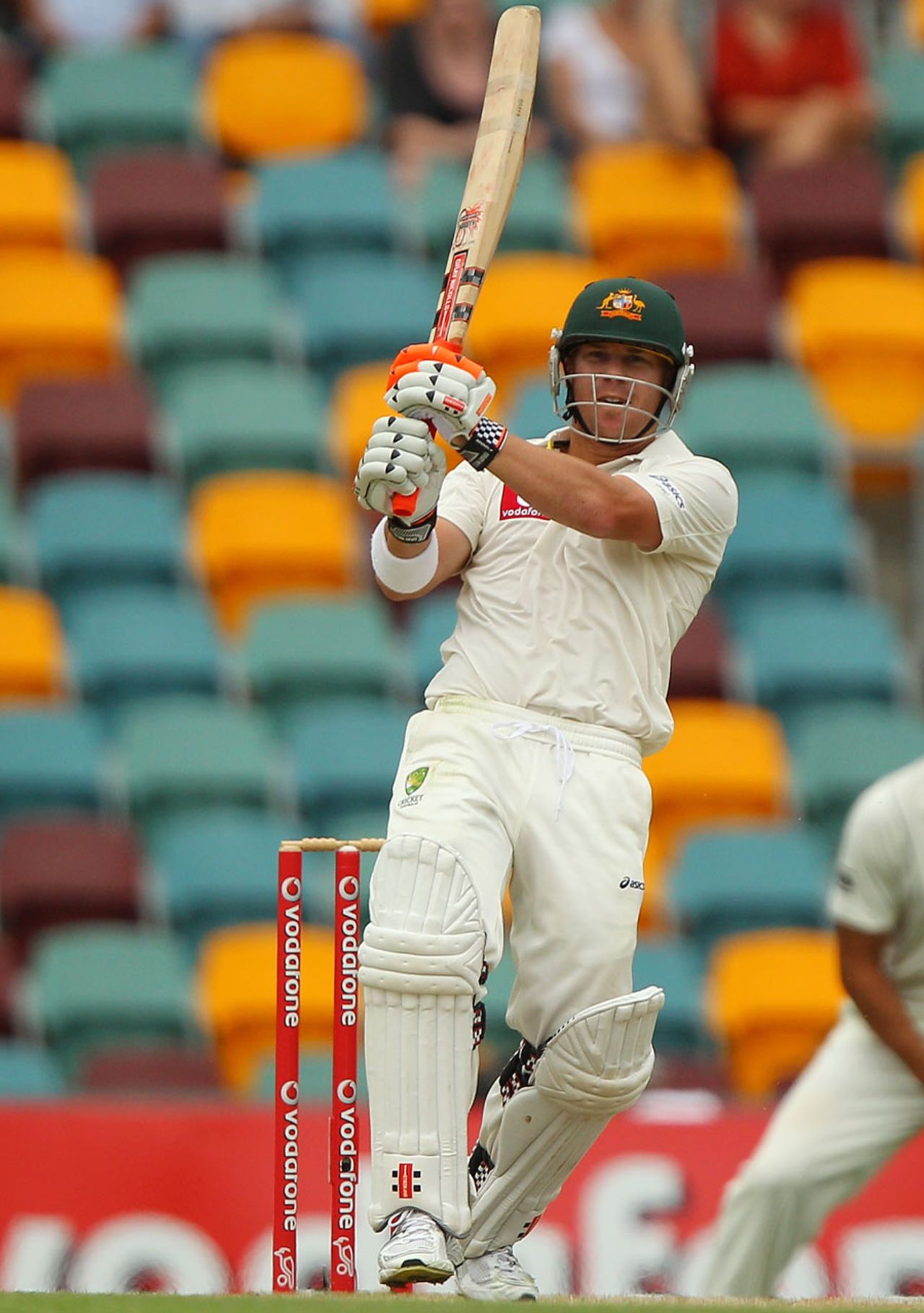 David Warner hit 12 off four deliveries, Australia v New Zealand, 1st Test, Brisbane, 4th day, December 4, 2011