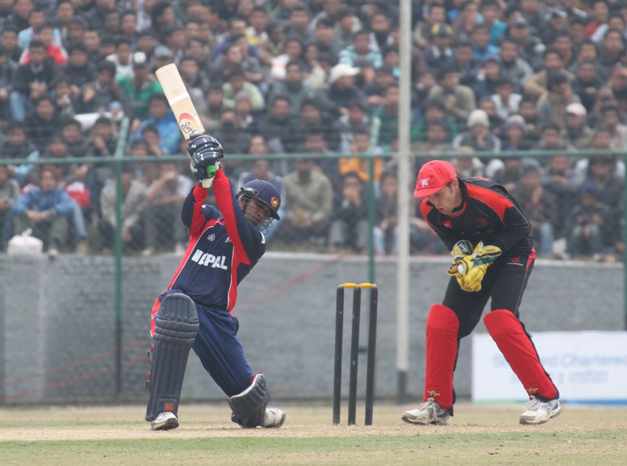 Mark Ferguson makes a clean take as Nepal's Mahboob Alam plays and misses during the ACC Twenty20 Cup 2011 match played at Tribhuvan University in Kathmandu on 3rd December 2011