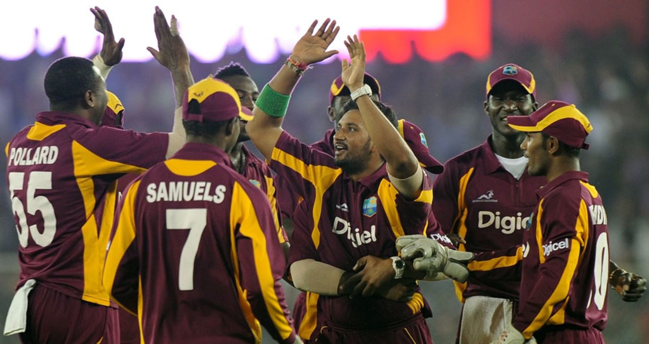 West Indies celebrate Gautam Gambhir's wicket, India v West Indies, 3rd ODI, Ahmedabad, December 5, 2011