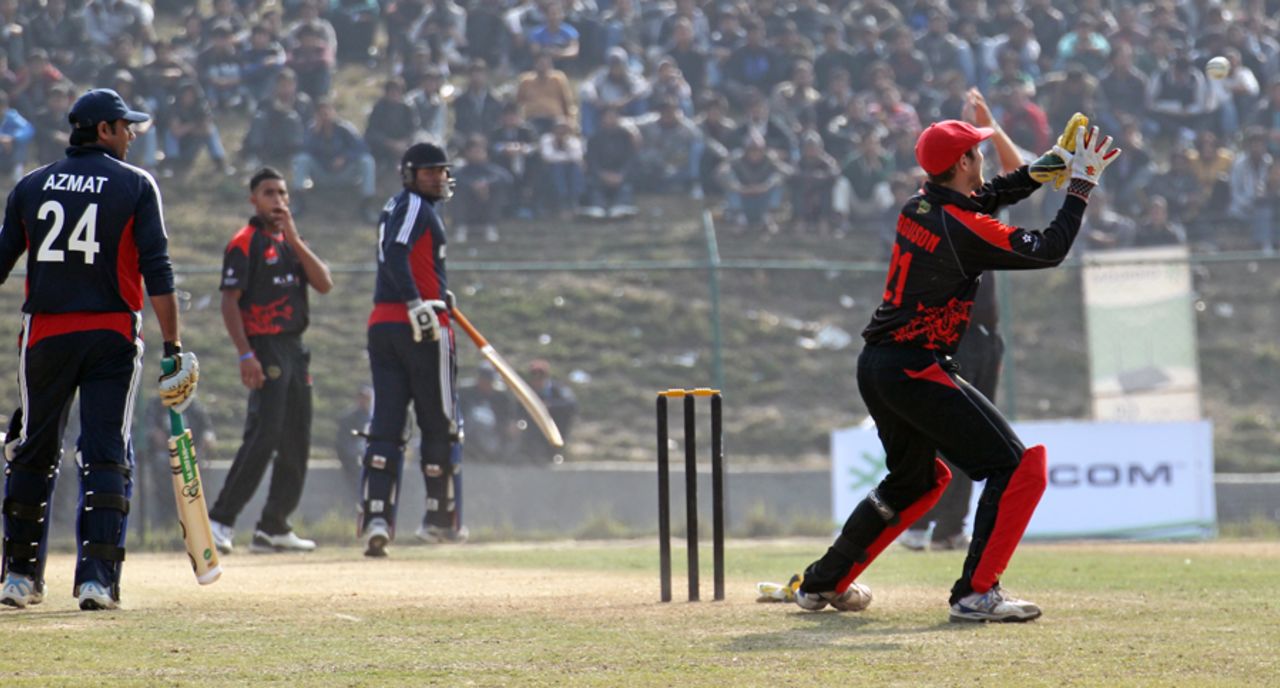 Mark Ferguson takes a return from the deep against Kuwait at the ACC Twenty20 Cup 2011 in Kathmandu on 7th December 2011