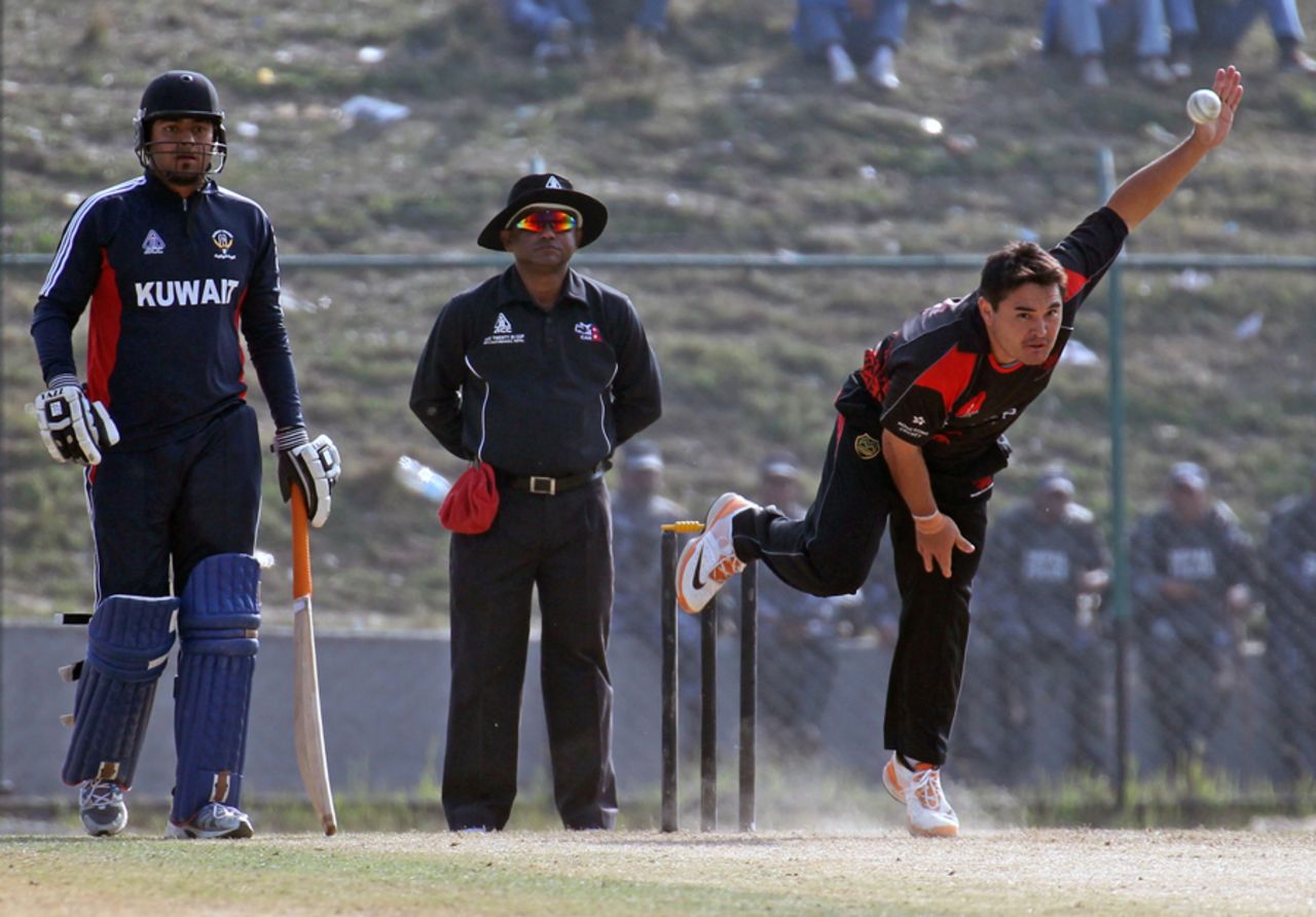 Roy Lamsam came in for a bit of stick against Kuwait at the ACC Twenty20 Cup 2011 in Kathmandu on 7th December  2011