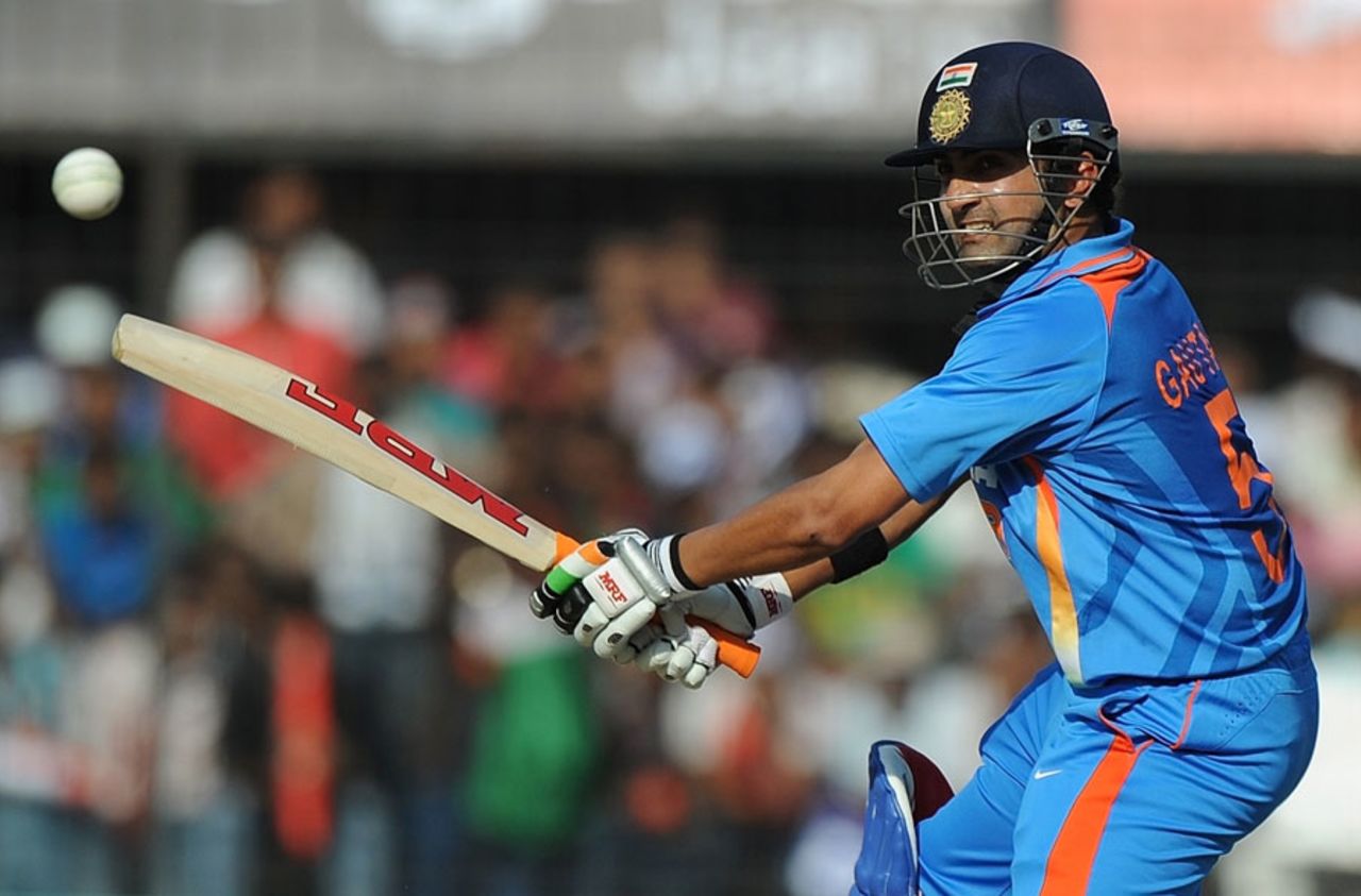 Gautam Gambhir settled down after a scratchy start, India v West Indies, 4th ODI, Indore, December 8, 2011