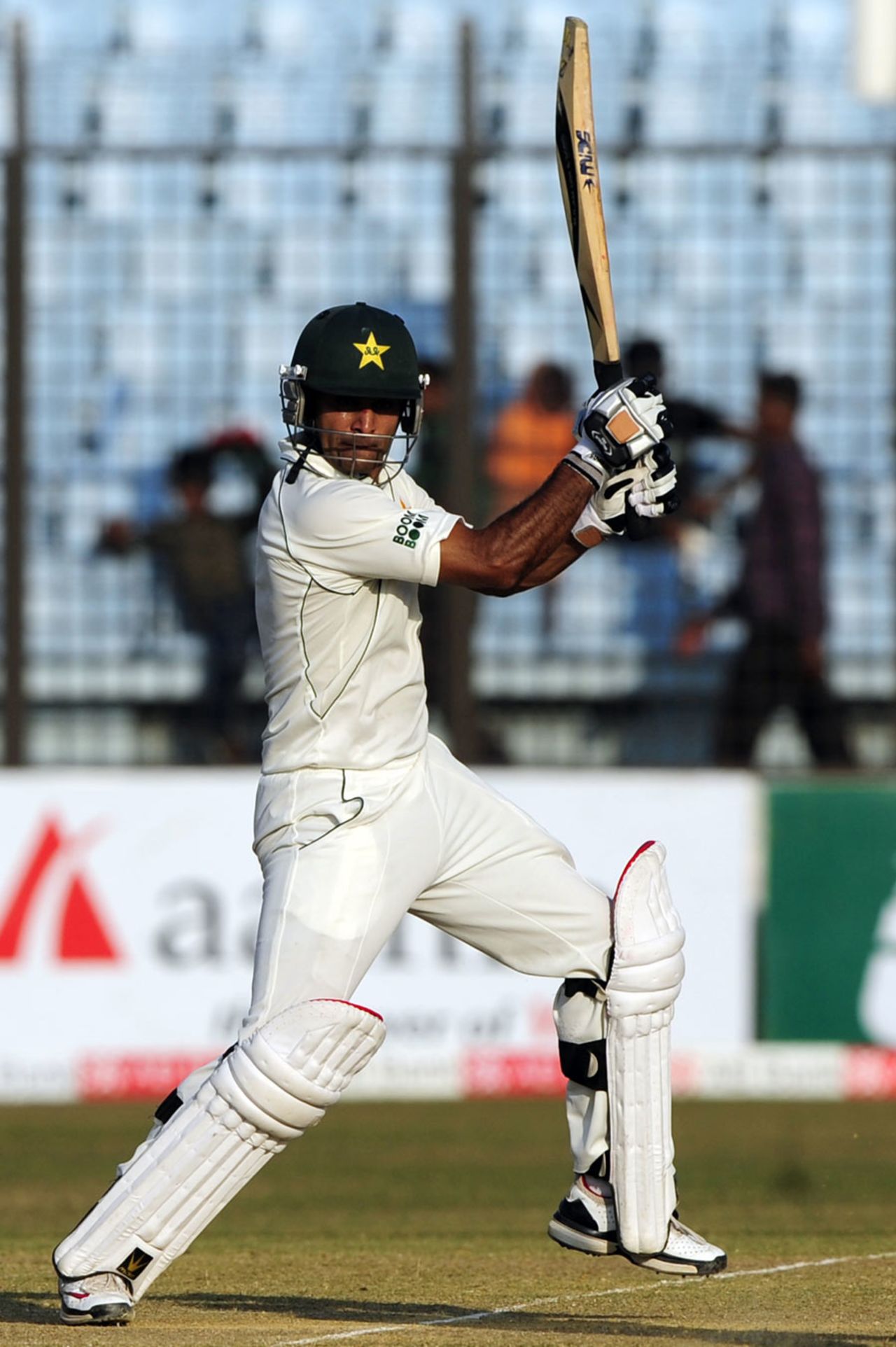 Mohammad Hafeez carves the ball past point, Bangladesh v Pakistan, 1st Test, Chittagong, 1st day, December 9, 2011 