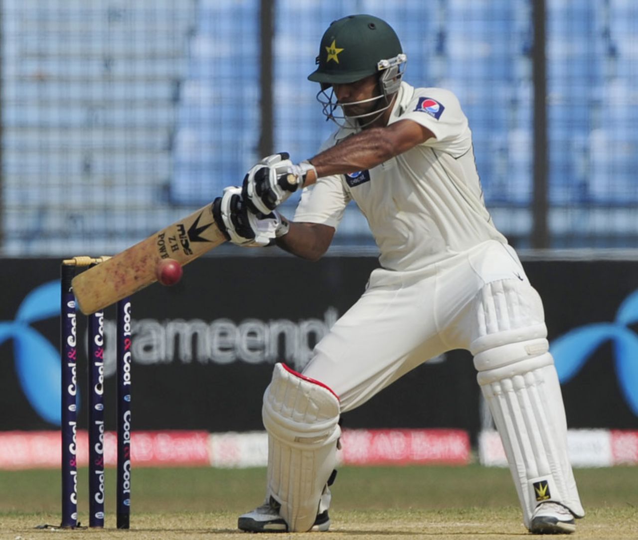 Mohammad Hafeez cuts through the off side, Bangladesh v Pakistan, 1st Test, Chittagong, 2nd day, December 10, 2011 