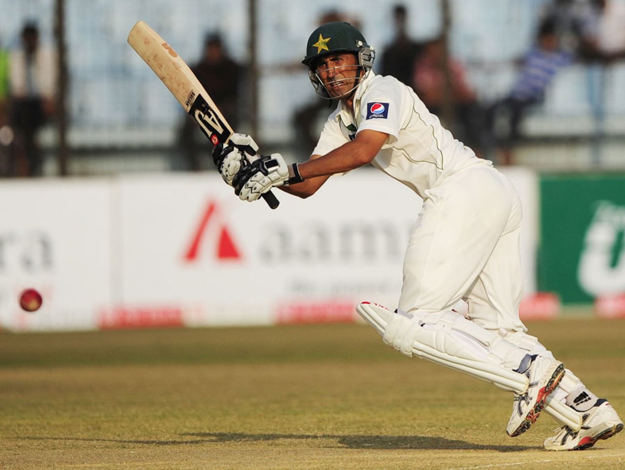 Younis Khan clips the ball to the leg side, Bangladesh v Pakistan, 1st Test, Chittagong, 2nd day, December 10, 2011 