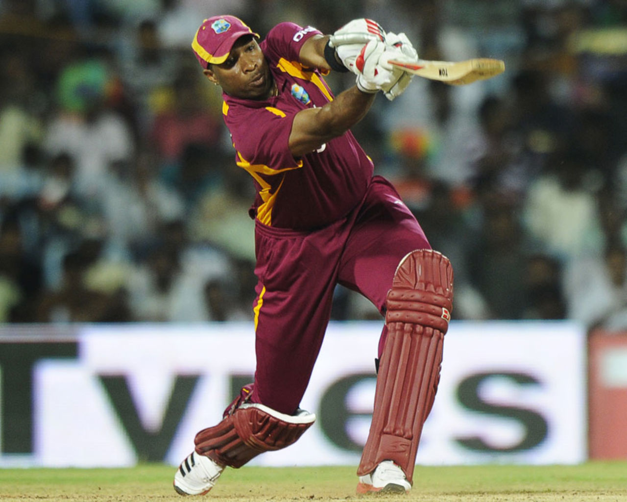 Kieron Pollard plays a lofted shot, India v West Indies, 5th ODI, Chennai, December 11, 2011