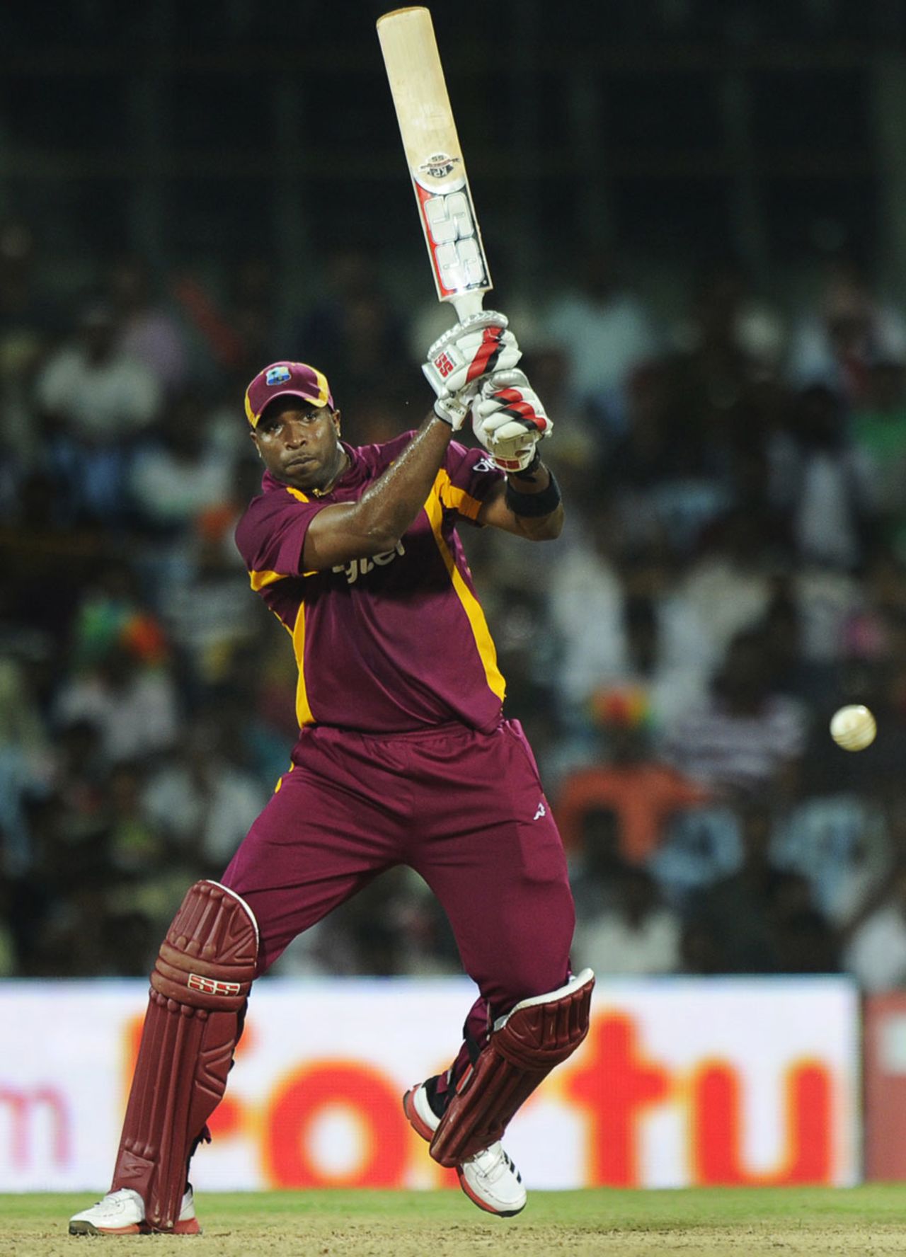 Kieron Pollard hits down the ground, India v West Indies, 5th ODI, Chennai, December 11, 2011