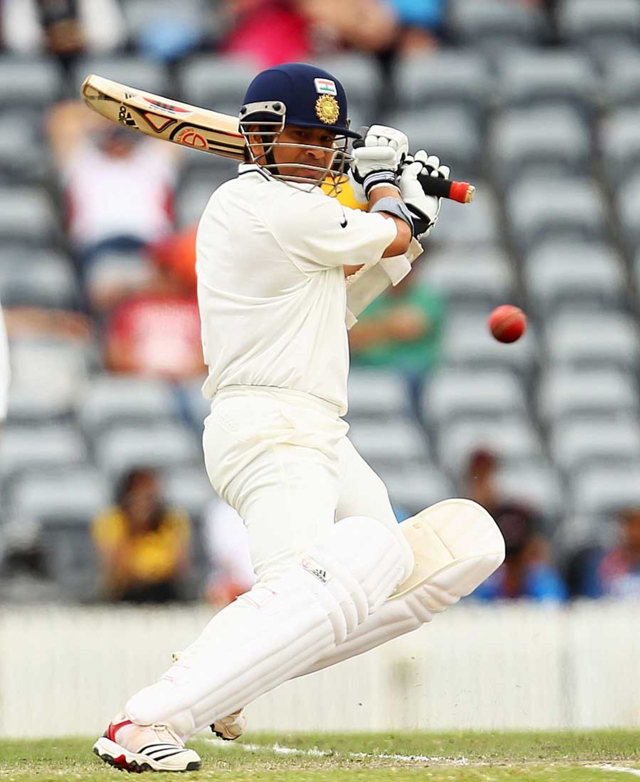 Sachin Tendulkar cuts, Cricket Australia Chairman's XI v Indians, Canberra, 2nd day, December 16, 2011