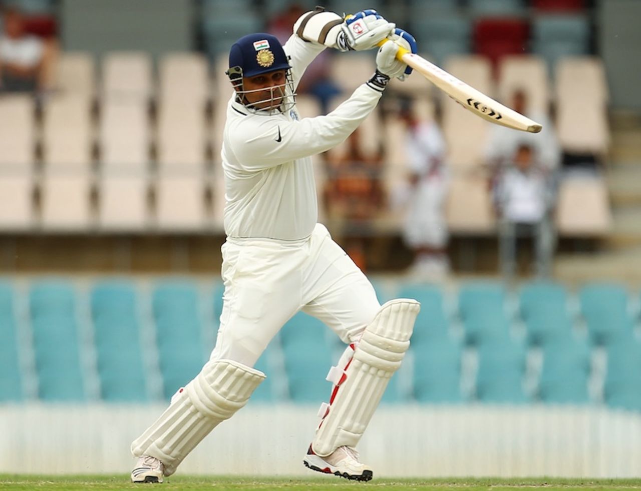 Virender Sehwag was dismissed for 12, Cricket Australia Chairman's XI v Indians, 1st day, Manuka Oval, Canberra, December 19, 2011