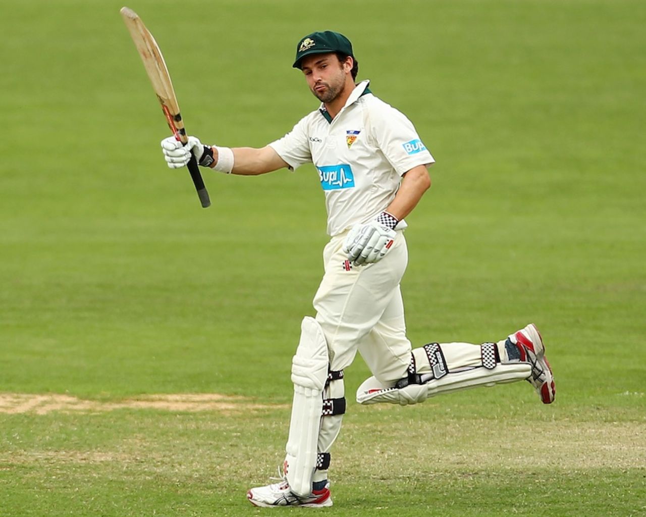 Ed Cowan celebrates his hundred, Cricket Australia Chairman's XI v Indians, Canberra, 2nd day, December 20, 2011