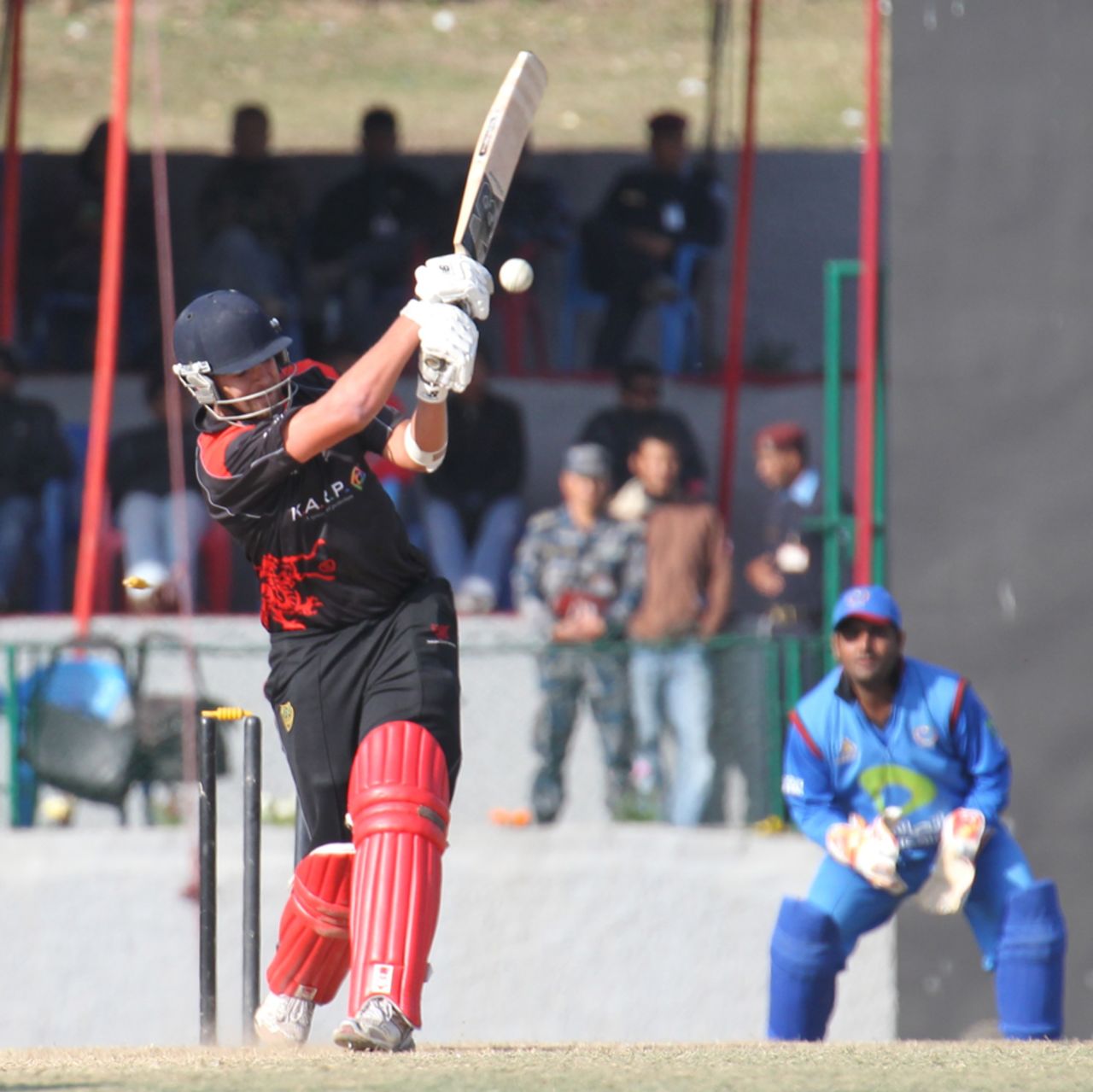 Courtney Kruger is bowled in the ACC Twenty20 Cup 2011 final against Afghanistan in Kathmandu on 11th December 2011