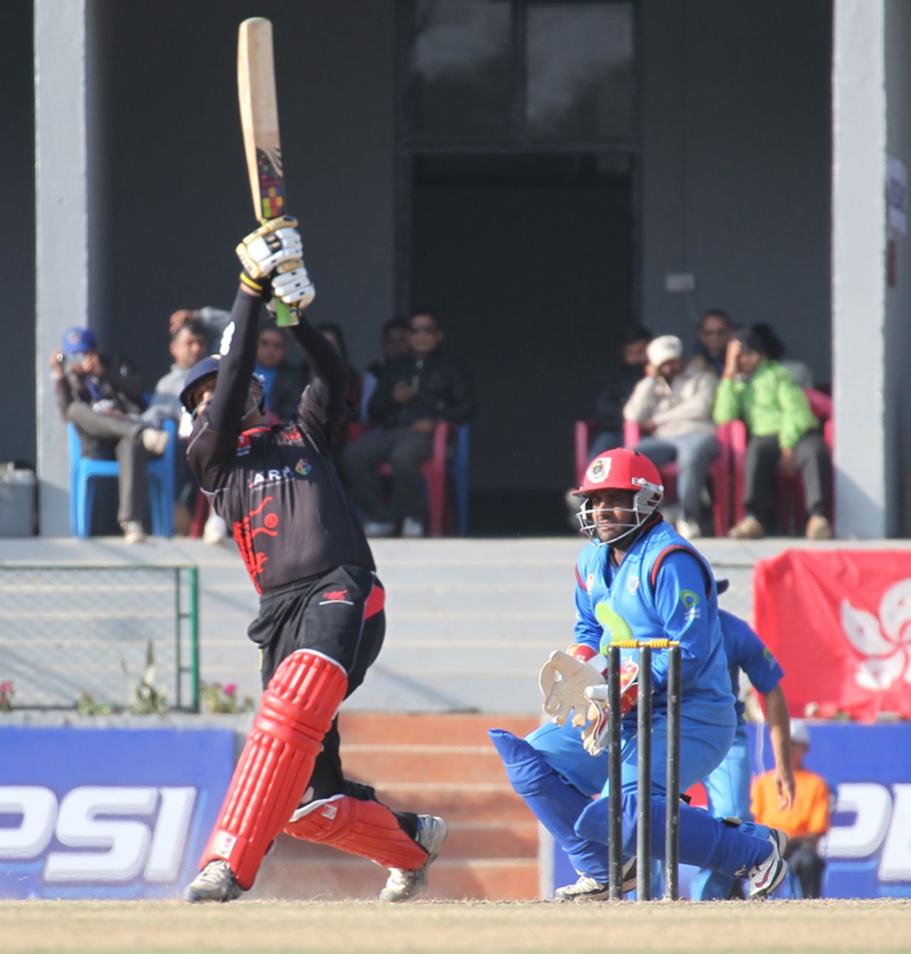 Babar Hayat hits a big six against Afghanistan in the ACC Twenty20 Cup 2011 final in Kathmandu on 11th December 2011
