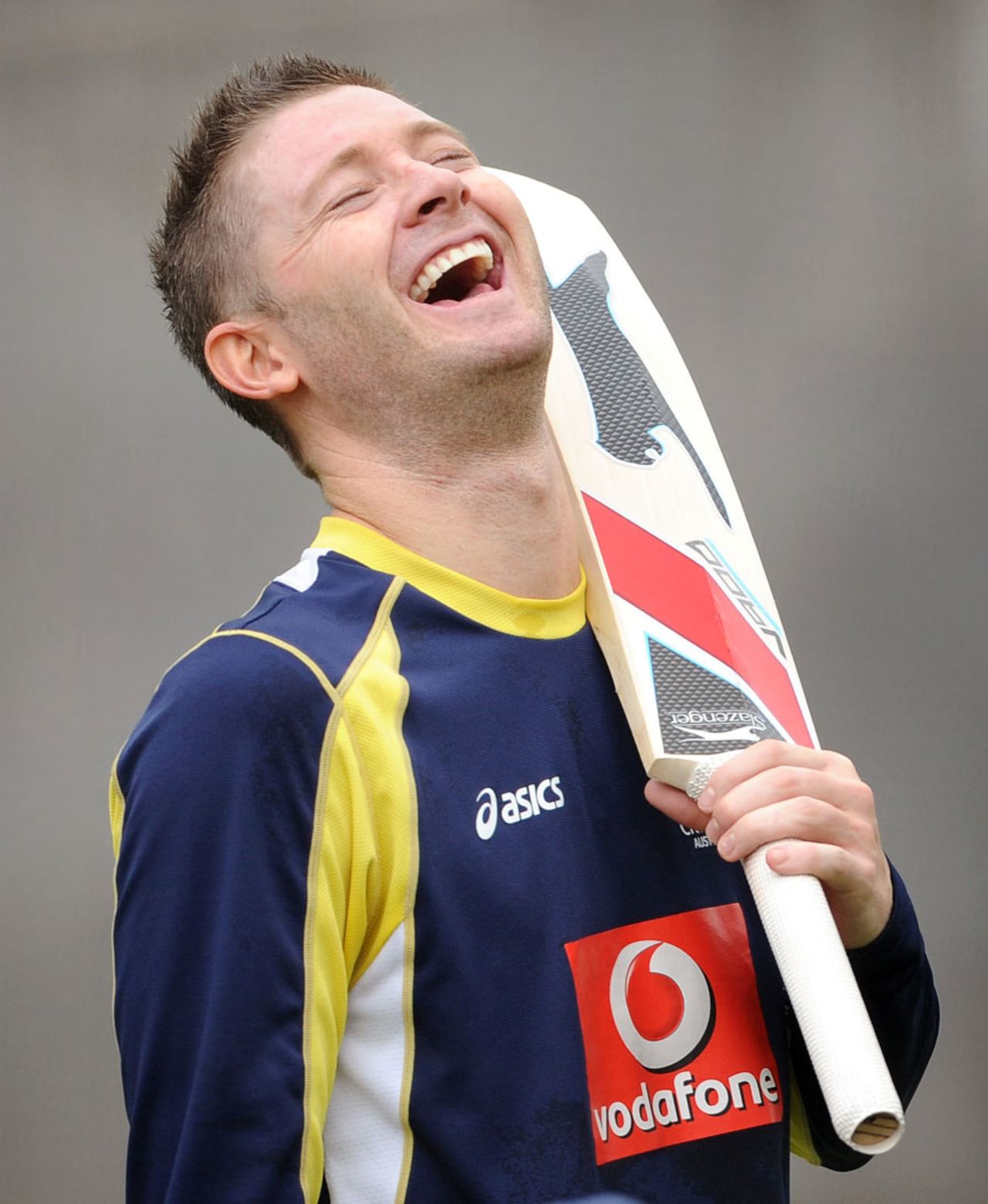 Michael Clarke finds something to laugh about during training, Melbourne, December 21, 2011