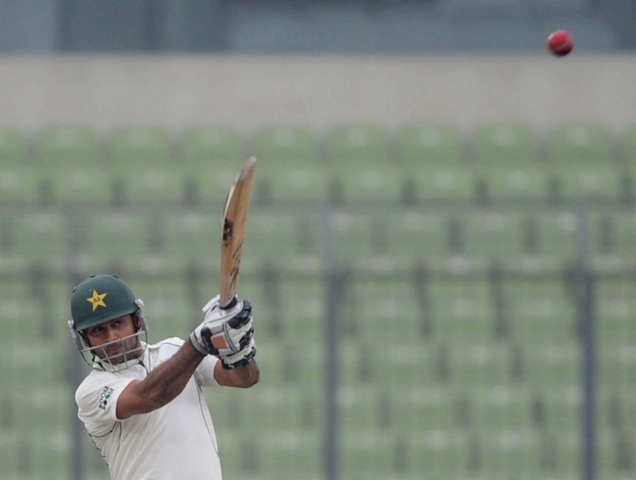 Mohammad Hafeez lofts one down the ground, Bangladesh v Pakistan, 2nd Test, Mirpur, 5th day, December 21, 2011 