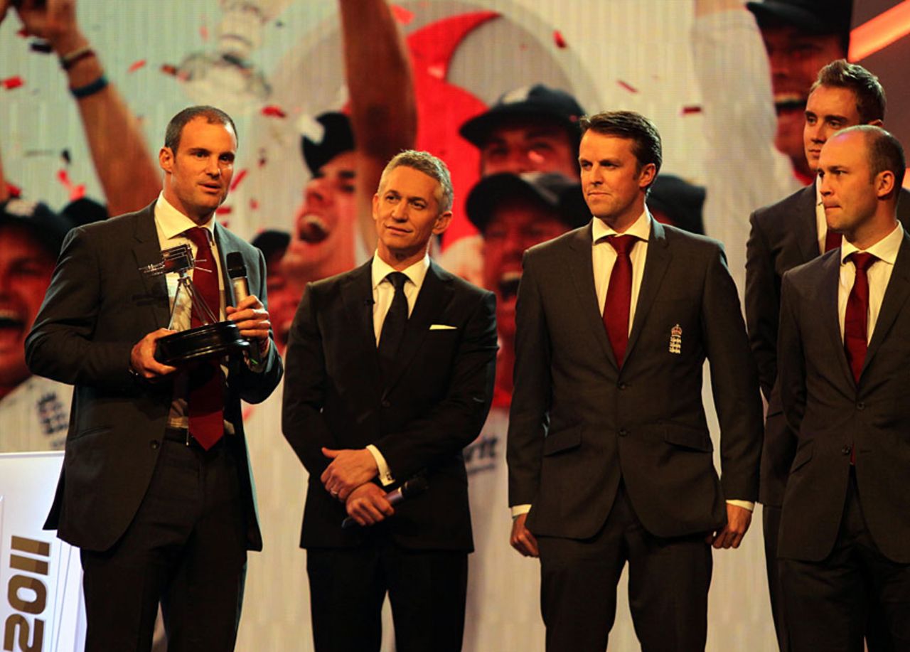 Andrew Strauss collects the BBC's Team of the Year award, Manchester, December 22, 2011