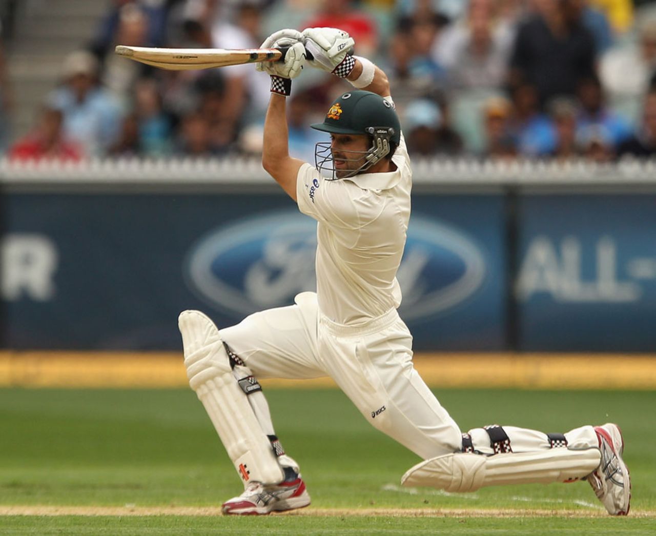 Ed Cowan drives through the covers, Australia v India, 1st Test, Melbourne, 1st day, December 26, 2011
