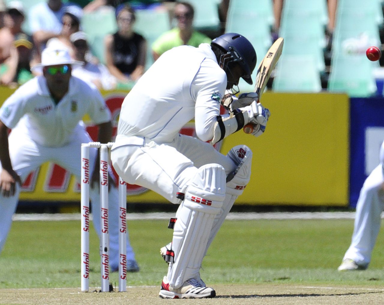 Tharanga Paranavitana tries to avoid a short delivery, South Africa v Sri Lanka, 2nd Test, Durban, 1st day, December 26, 2011