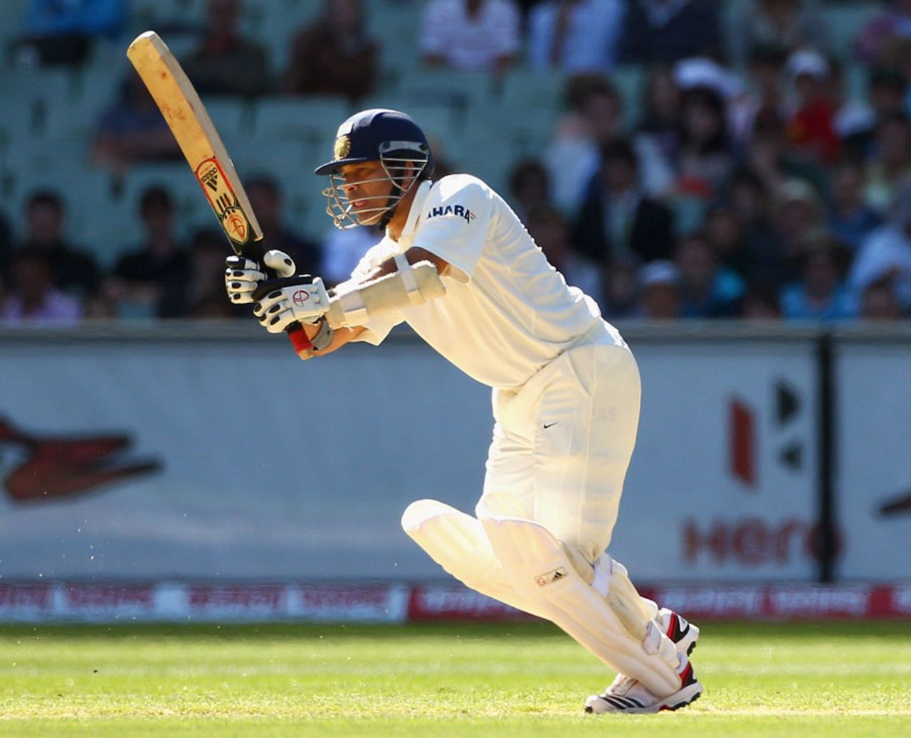 Sachin Tendulkar flicks one onto the leg side, Australia v India, 1st Test, Melbourne, 2nd day, December 27, 2011