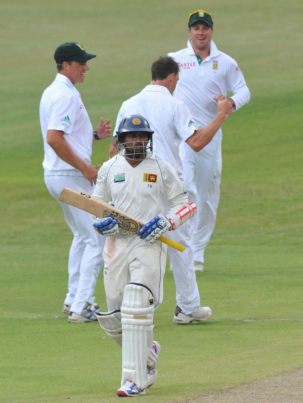 Tillakaratne Dilshan walks off after being dismissed by Dale Steyn, South Africa v Sri Lanka, 2nd Test, Durban, 2nd day, December 27, 2011