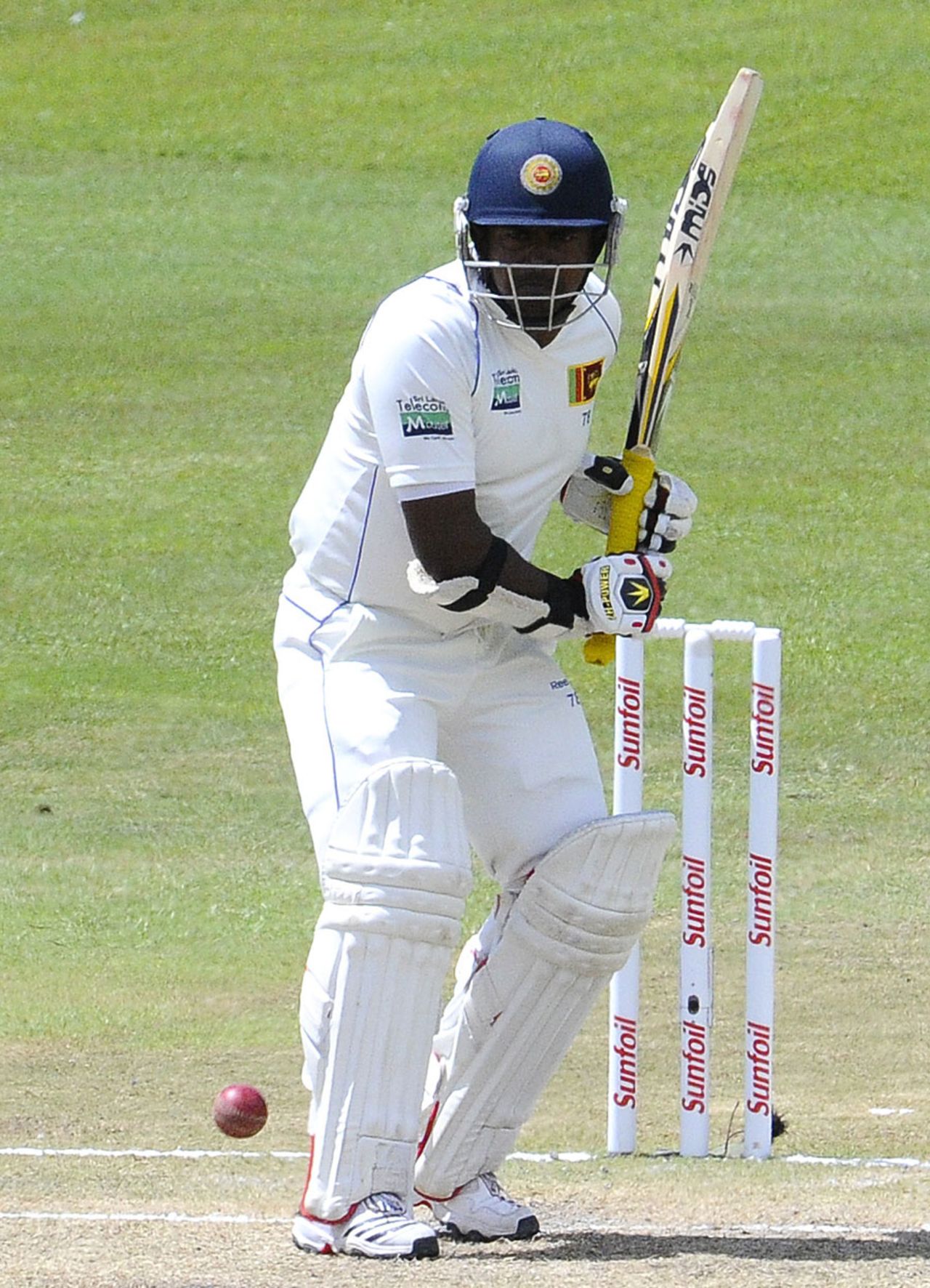 Rangana Herath gets in position to play a shot, South Africa v Sri Lanka, 2nd Test, Durban, 4th day, December 29, 2011