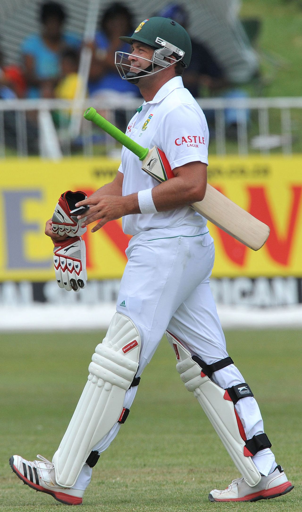 Jacques Kallis walks off after being dismissed for a duck, completing the first pair of his career, South Africa v Sri Lanka, 2nd Test, Durban, December, 29, 2011