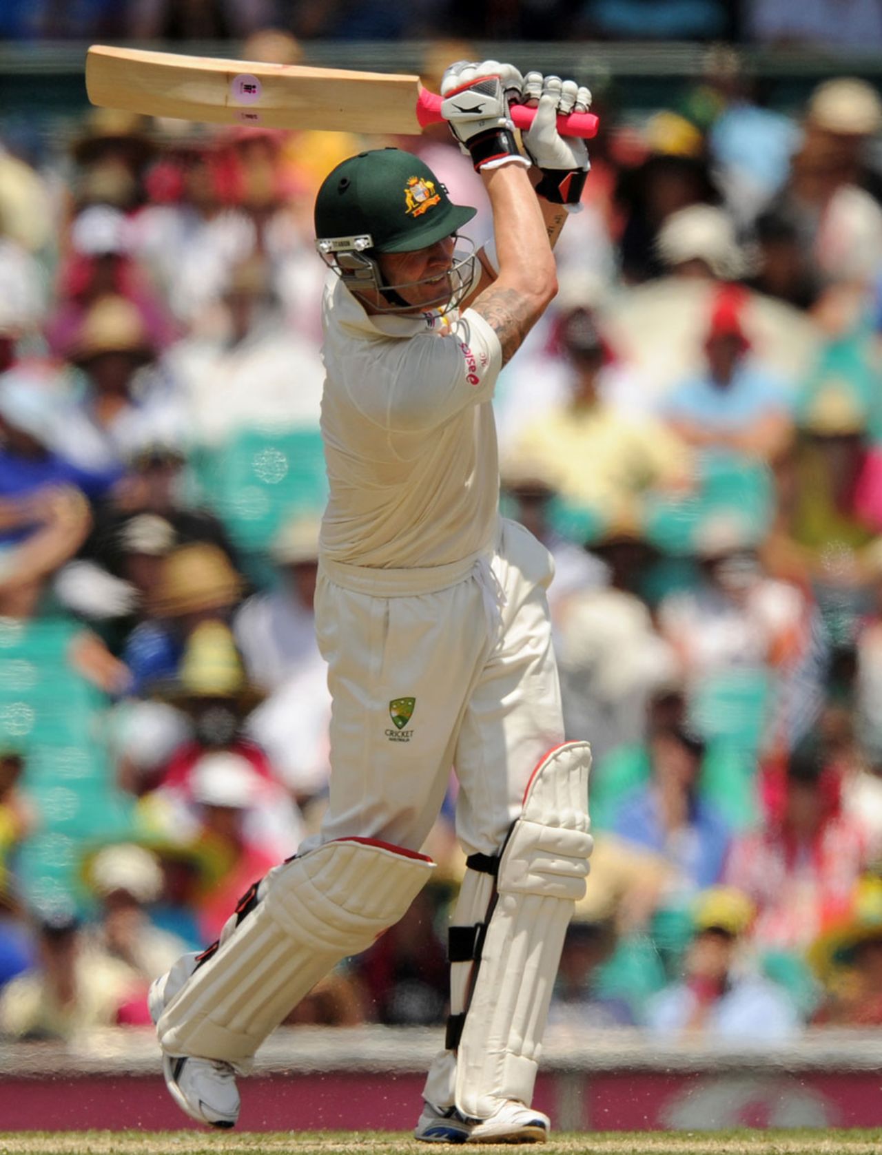 Michael Clarke hits down the ground, Australia v India, 2nd Test, Sydney, 2nd day, January 4, 2012