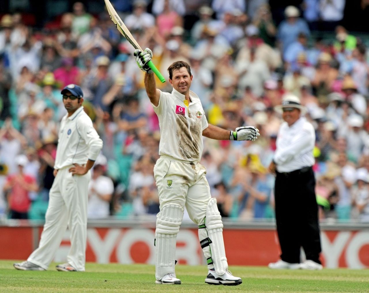 Ricky Ponting celebrates his 40th Test century, Australia v India, 2nd Test, Sydney, 2nd day, January 4, 2012