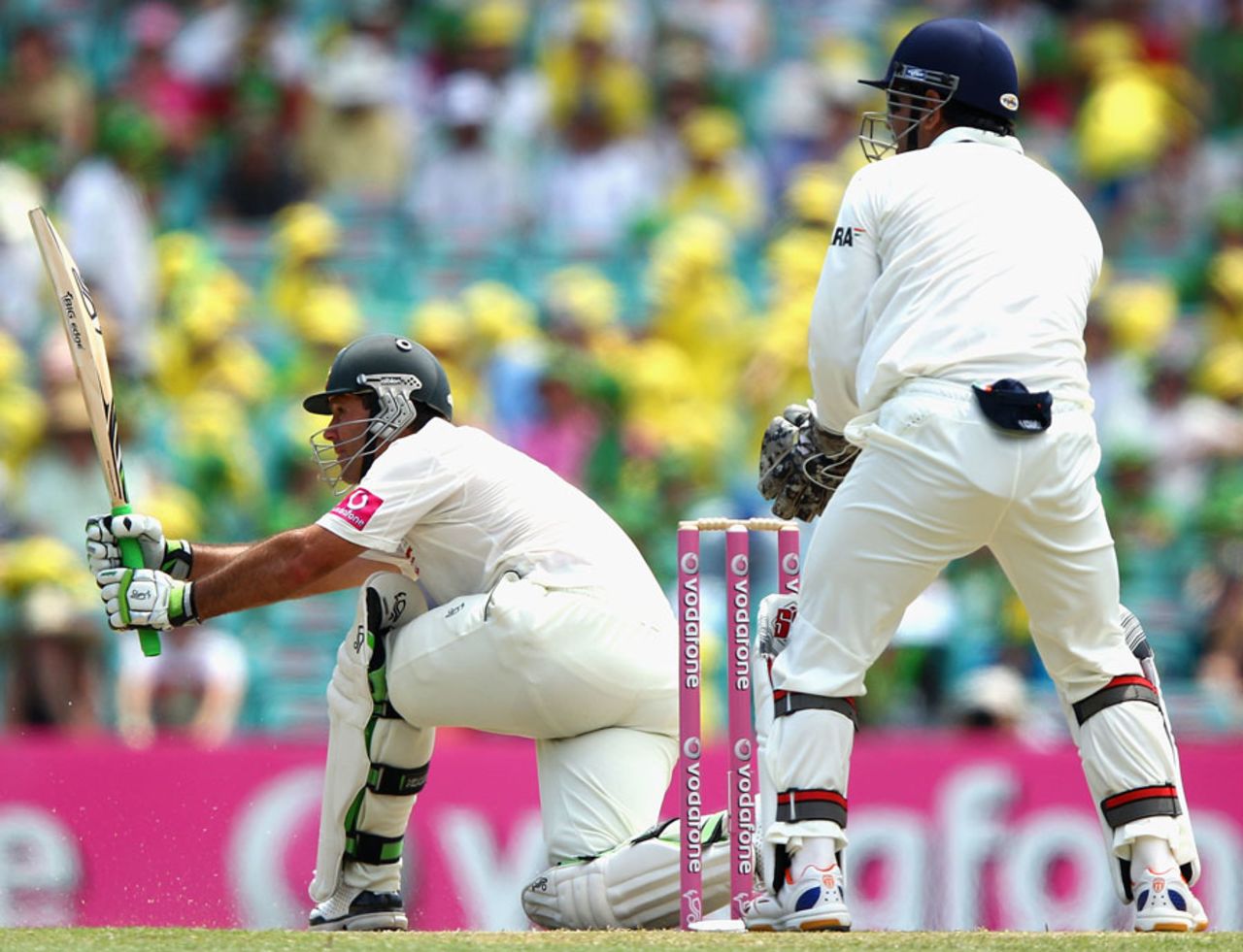 Ricky Ponting plays a sweep, Australia v India, 2nd Test, Sydney, 2nd day, January 4, 2012