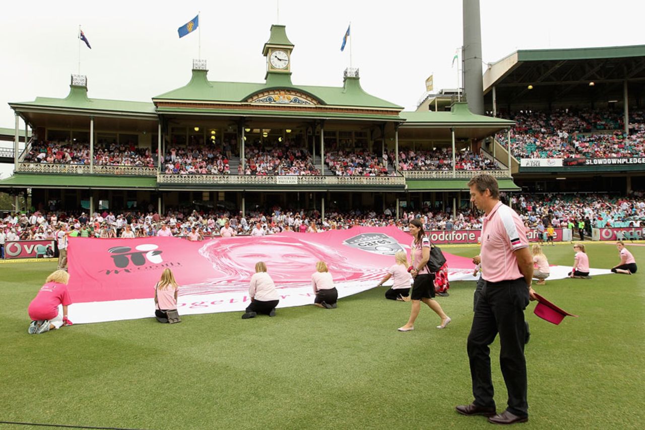 Glenn McGrath at the SCG on Jane McGrath Day, Australia v India, 2nd Test, Sydney, 3rd day, January 5, 2012