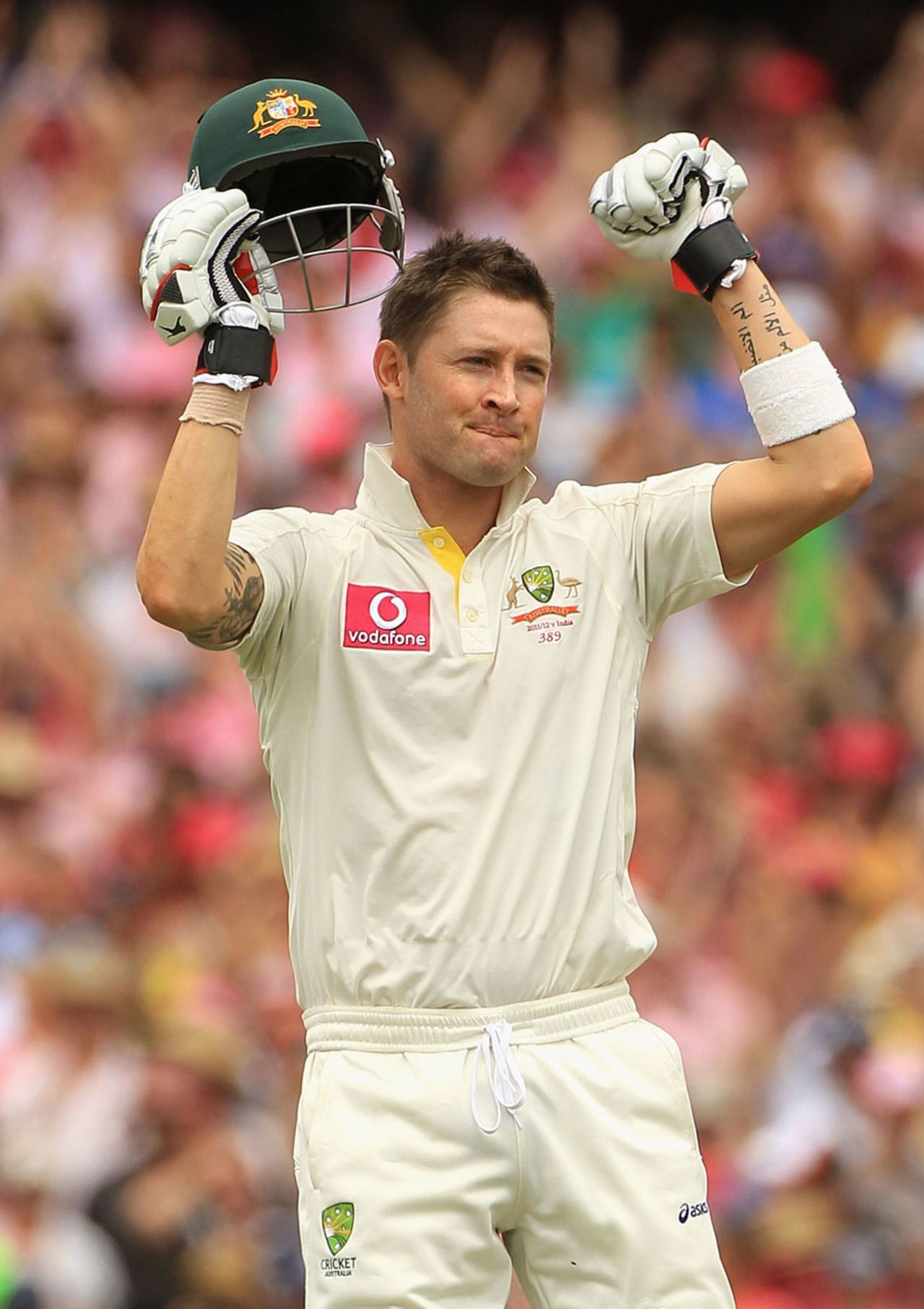 Michael Clarke celebrates his triple-hundred, Australia v India, 2nd Test, Sydney, 3rd day, January 5, 2012