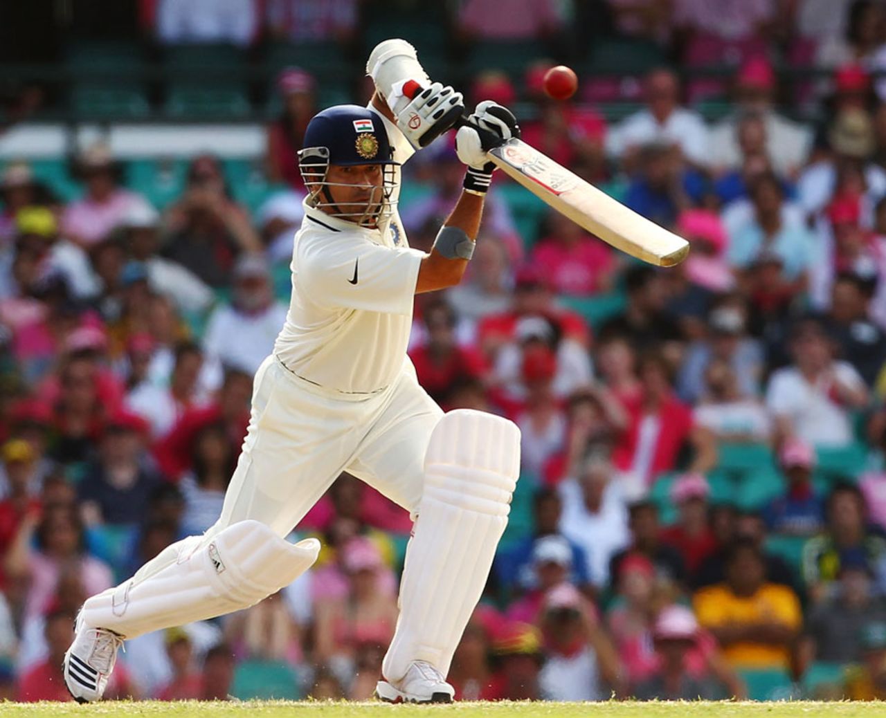 Sachin Tendulkar drives on the up, Australia v India, 2nd Test, Sydney, 3rd day, January 5, 2012
