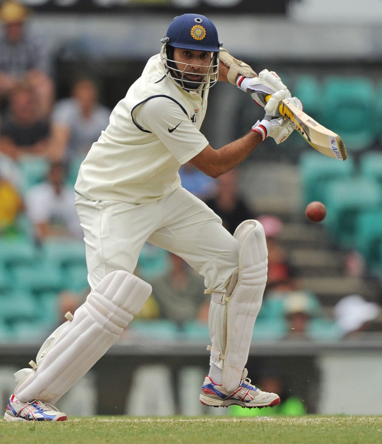 VVS Laxman looks to pierce the off-side field, Australia v India, 2nd Test, Sydney, 4th day, January 6, 2012