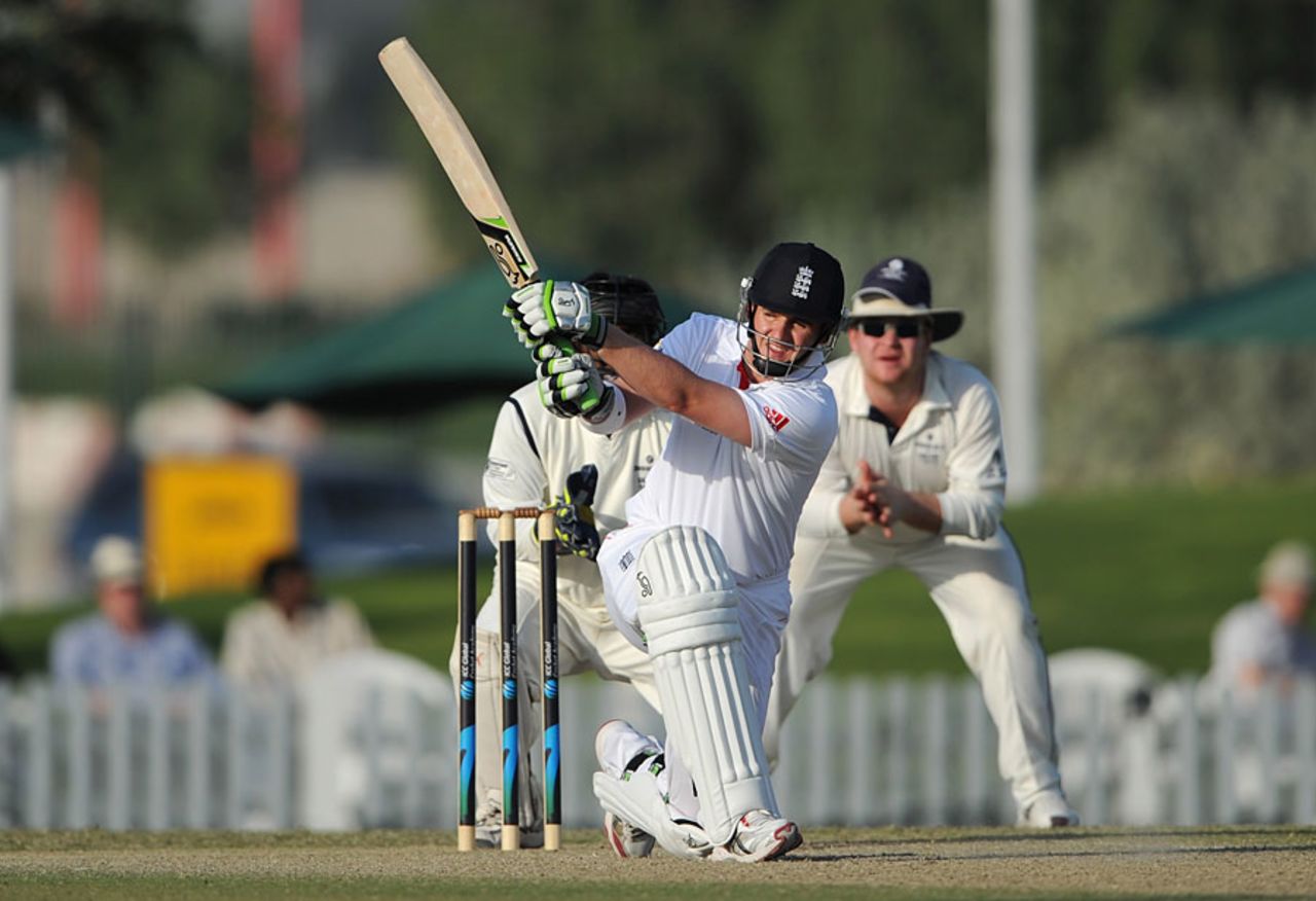 Steven Davies produced a composed 37 in England's chase, ICC Combined XI v England XI, Dubai, 3rd day, January 9, 2012