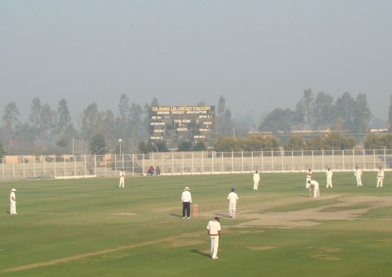 The fog stayed away on the first day in Lahli, Haryana v Rajasthan, 1st semi-final, Ranji Trophy 2011-12, Rohtak, 1st day, January 10, 2012 