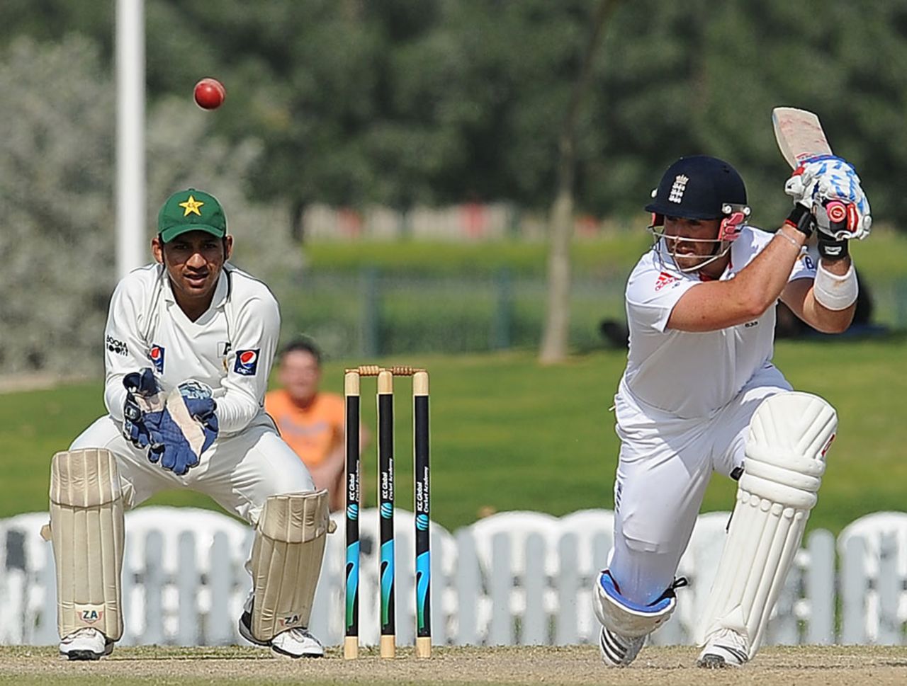 Matt Prior form an important partnership with Alastair Cook, Pakistan Cricket Board XI v England XI, Tour match, 1st day, Dubai, January 11, 2012