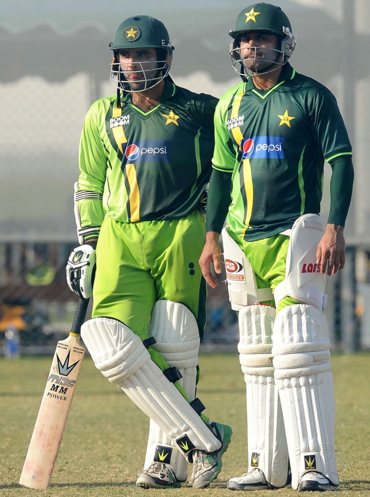 Taufeeq Umar and Mohammad Hafeez wait their turn in the nets, Dubai, January 11, 2012